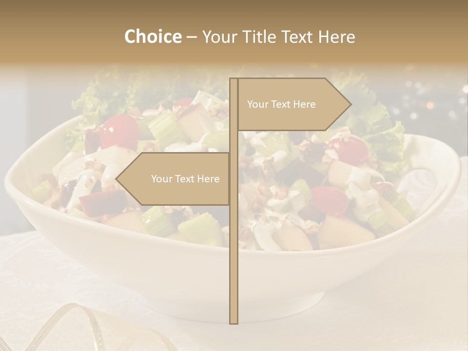 A White Bowl Filled With A Salad On Top Of A Table PowerPoint Template