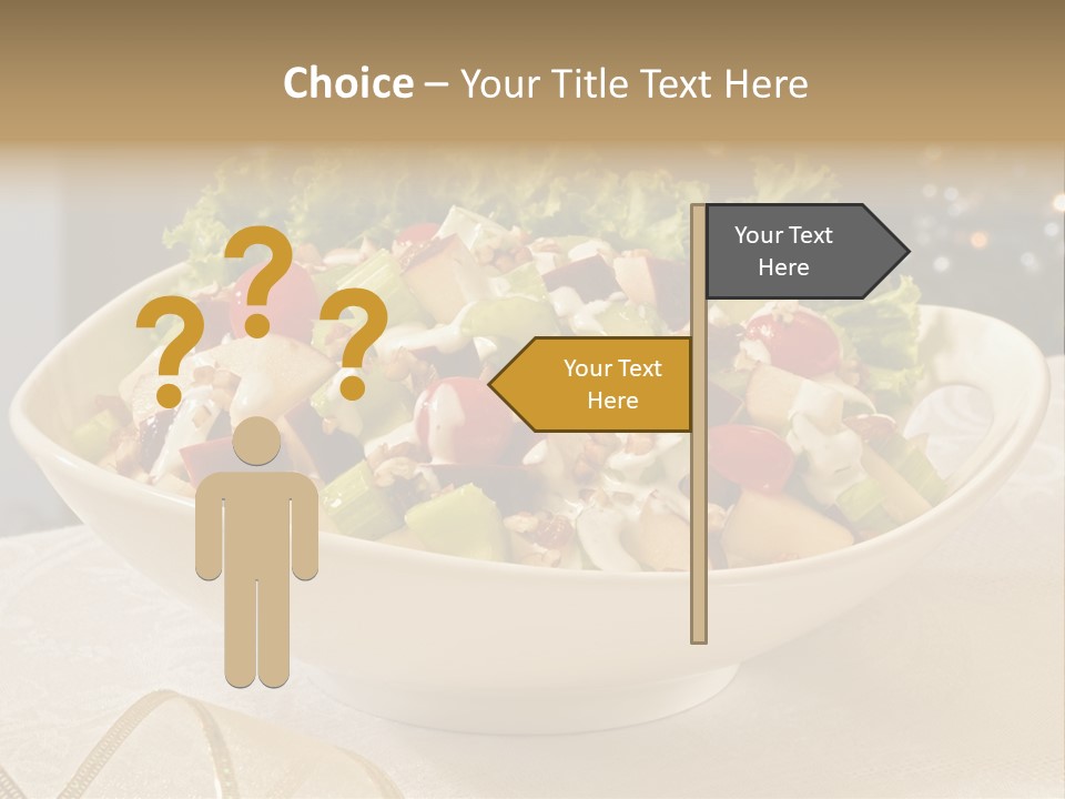 A White Bowl Filled With A Salad On Top Of A Table PowerPoint Template