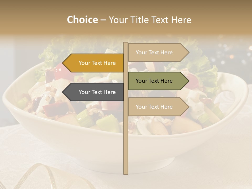 A White Bowl Filled With A Salad On Top Of A Table PowerPoint Template