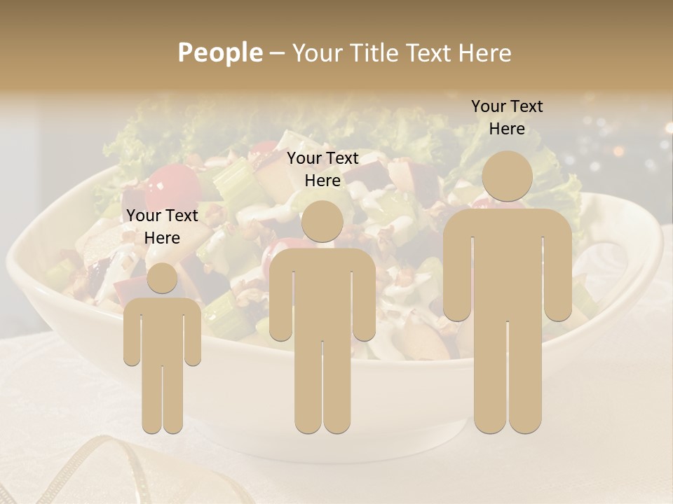 A White Bowl Filled With A Salad On Top Of A Table PowerPoint Template