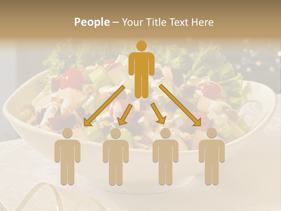 A White Bowl Filled With A Salad On Top Of A Table PowerPoint Template