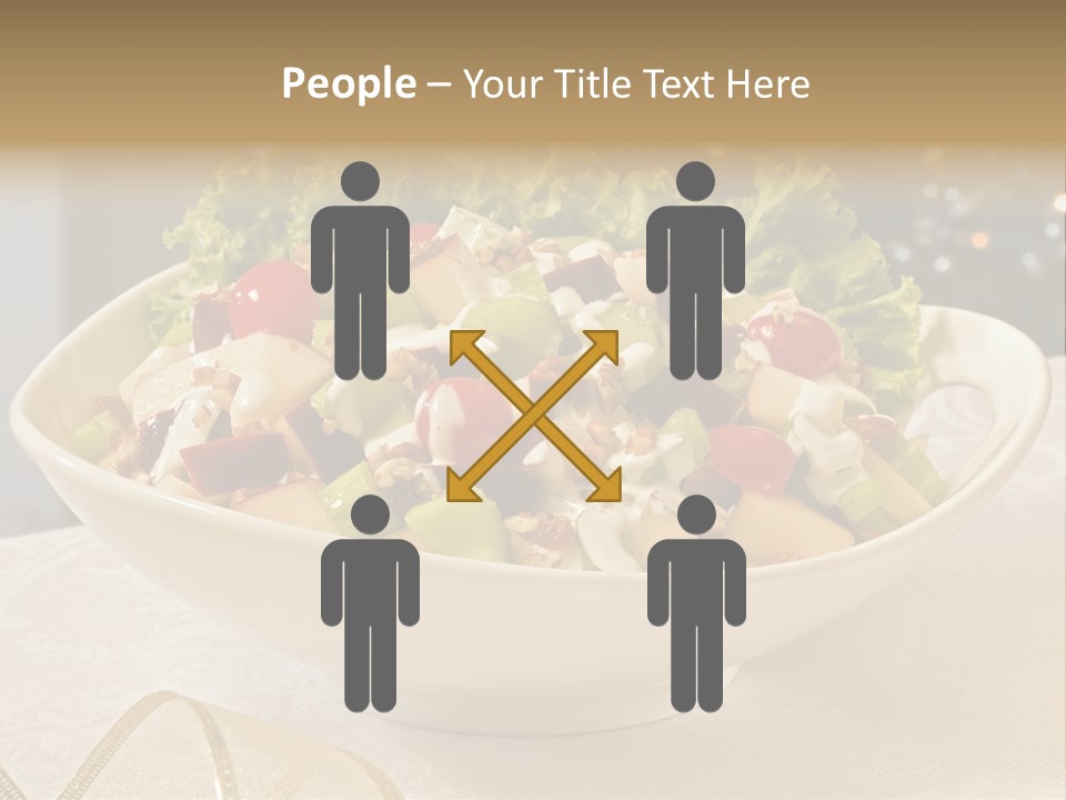 A White Bowl Filled With A Salad On Top Of A Table PowerPoint Template