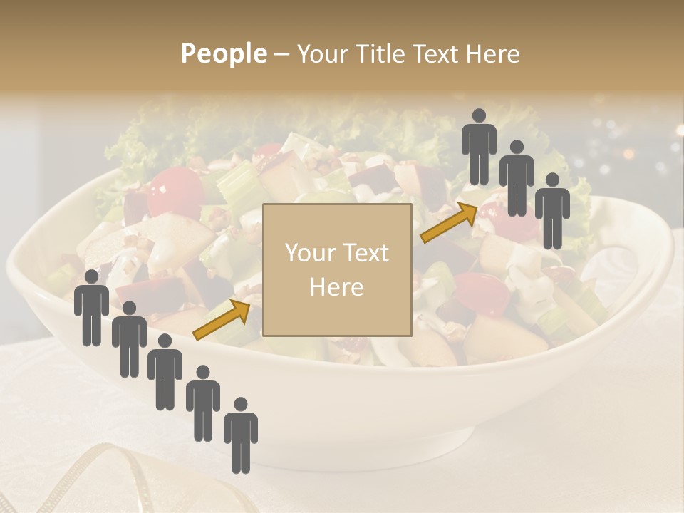 A White Bowl Filled With A Salad On Top Of A Table PowerPoint Template