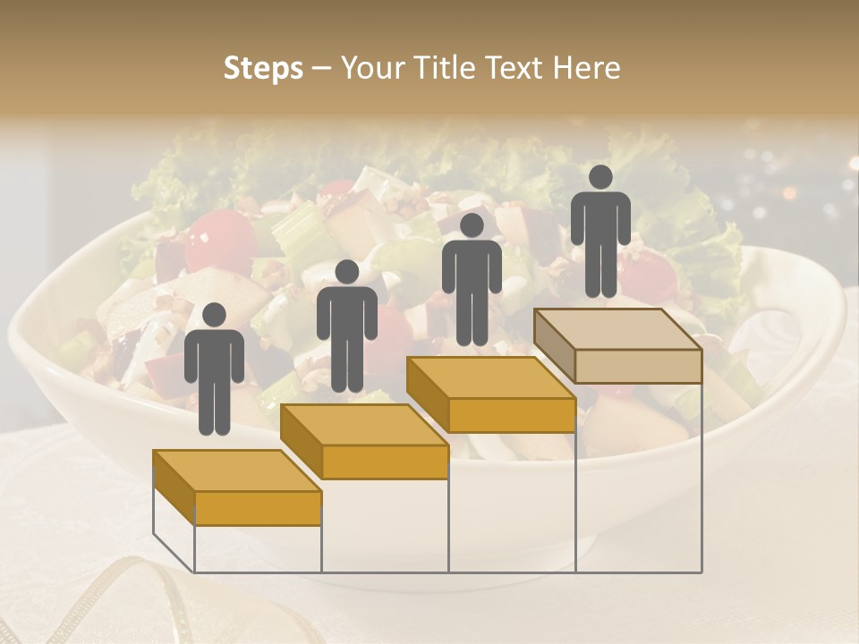 A White Bowl Filled With A Salad On Top Of A Table PowerPoint Template