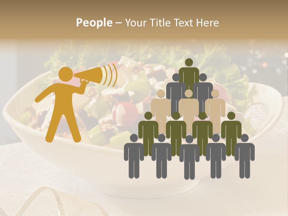 A White Bowl Filled With A Salad On Top Of A Table PowerPoint Template