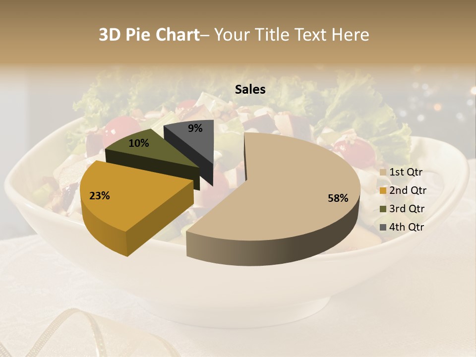 A White Bowl Filled With A Salad On Top Of A Table PowerPoint Template