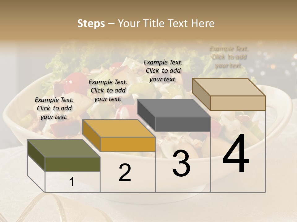 A White Bowl Filled With A Salad On Top Of A Table PowerPoint Template