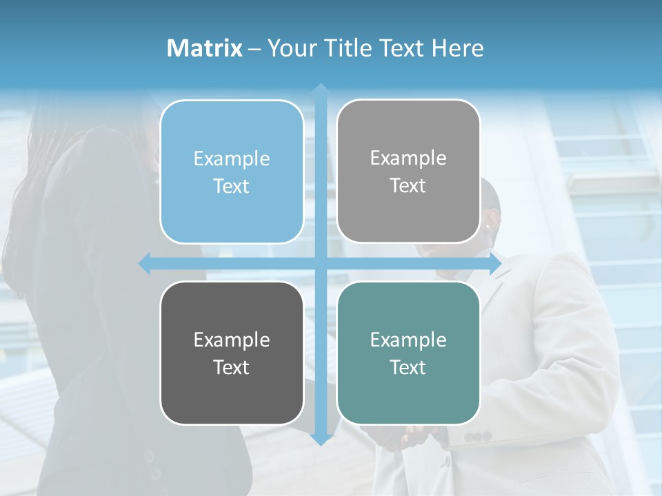 Two Business People Shaking Hands In Front Of A Building PowerPoint Template