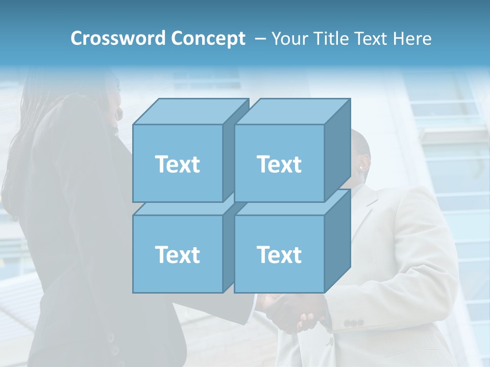 Two Business People Shaking Hands In Front Of A Building PowerPoint Template
