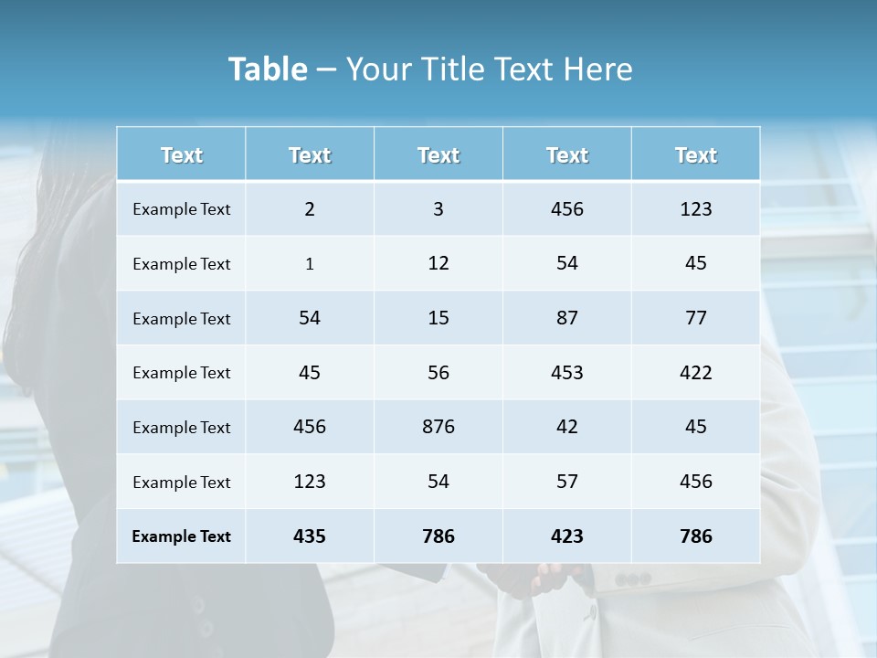 Two Business People Shaking Hands In Front Of A Building PowerPoint Template
