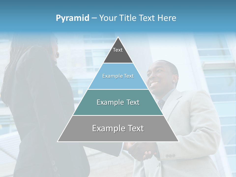 Two Business People Shaking Hands In Front Of A Building PowerPoint Template