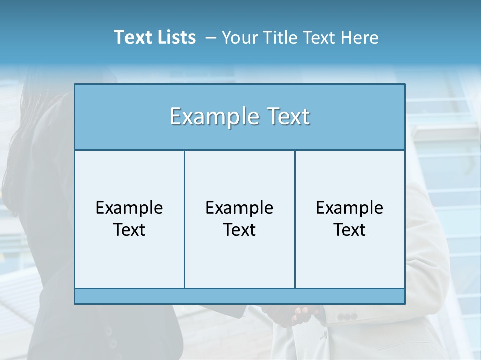 Two Business People Shaking Hands In Front Of A Building PowerPoint Template