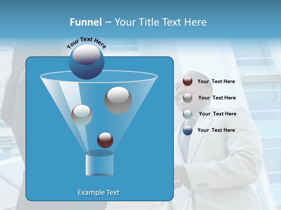 Two Business People Shaking Hands In Front Of A Building PowerPoint Template