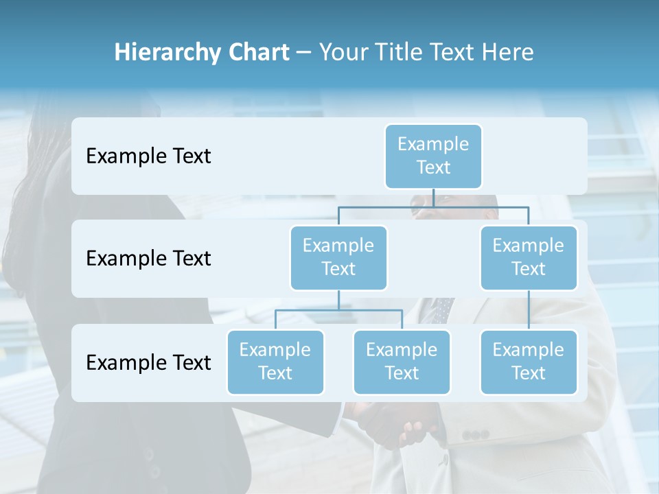 Two Business People Shaking Hands In Front Of A Building PowerPoint Template