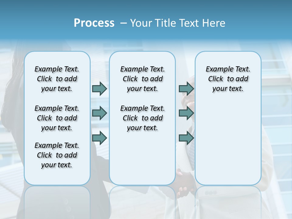 Two Business People Shaking Hands In Front Of A Building PowerPoint Template