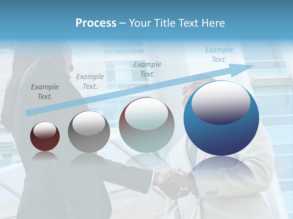 Two Business People Shaking Hands In Front Of A Building PowerPoint Template