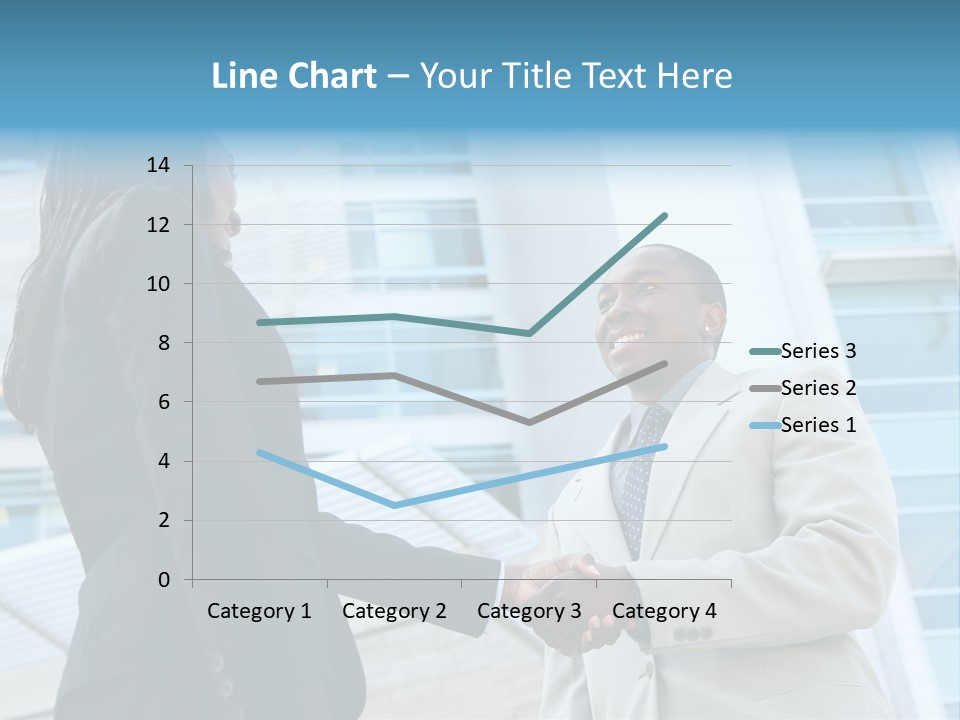 Two Business People Shaking Hands In Front Of A Building PowerPoint Template