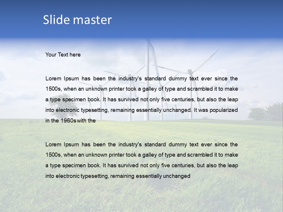 A Green Field With Wind Turbines In The Background PowerPoint Template