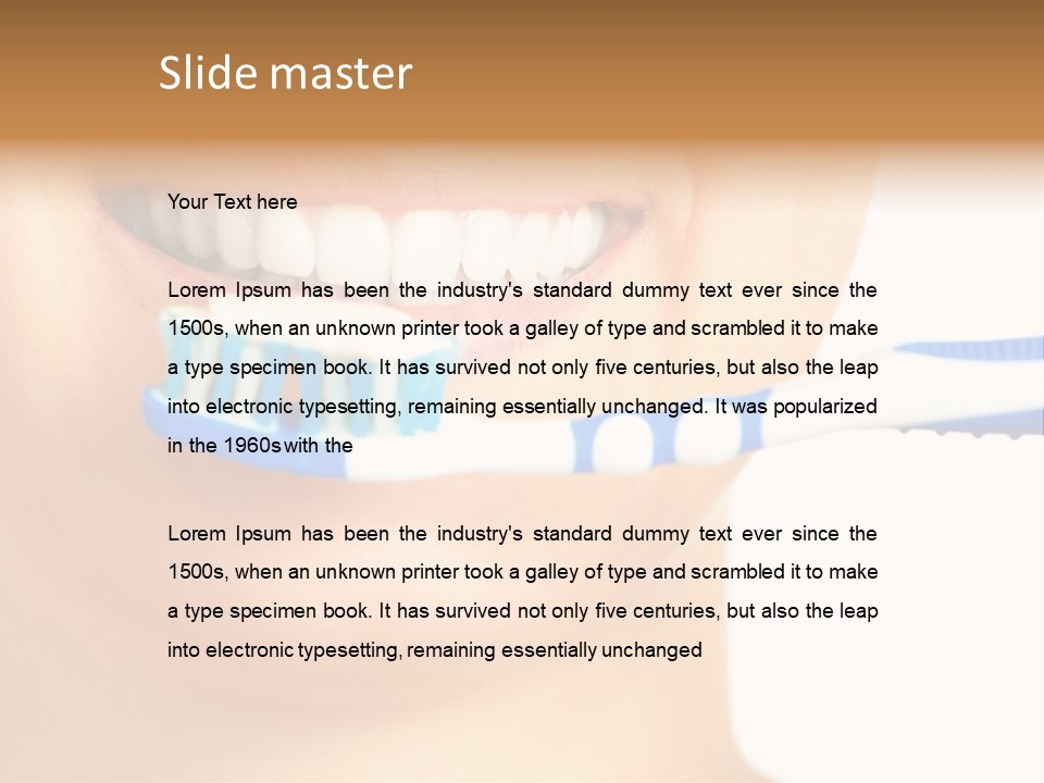 A Woman With A Toothbrush In Her Mouth PowerPoint Template