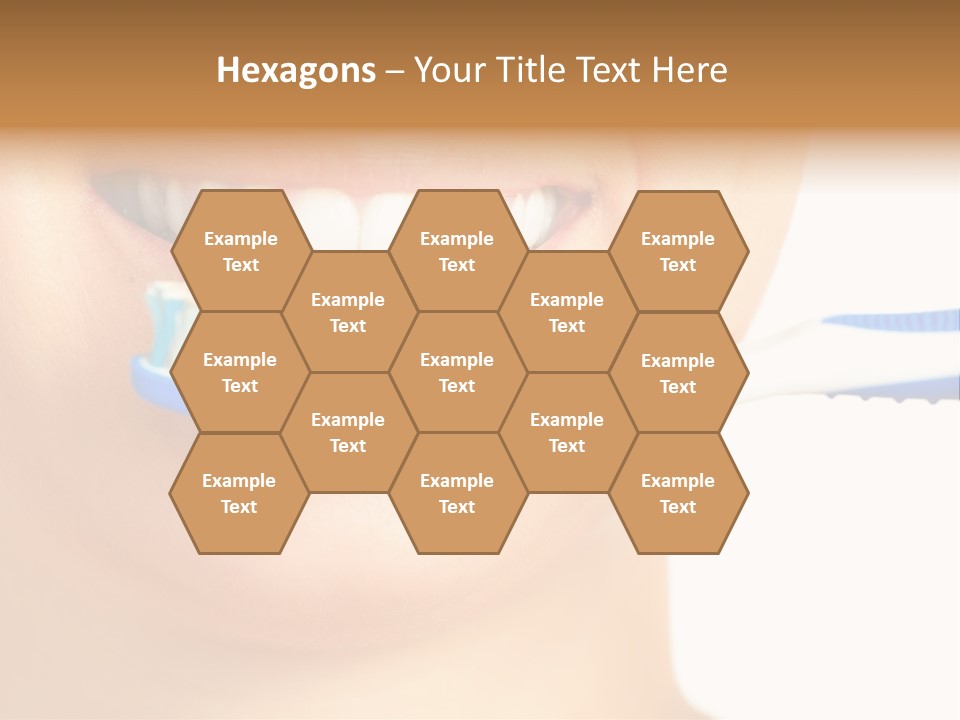 A Woman With A Toothbrush In Her Mouth PowerPoint Template