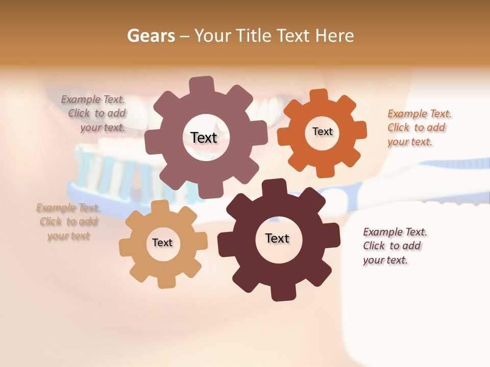 A Woman With A Toothbrush In Her Mouth PowerPoint Template