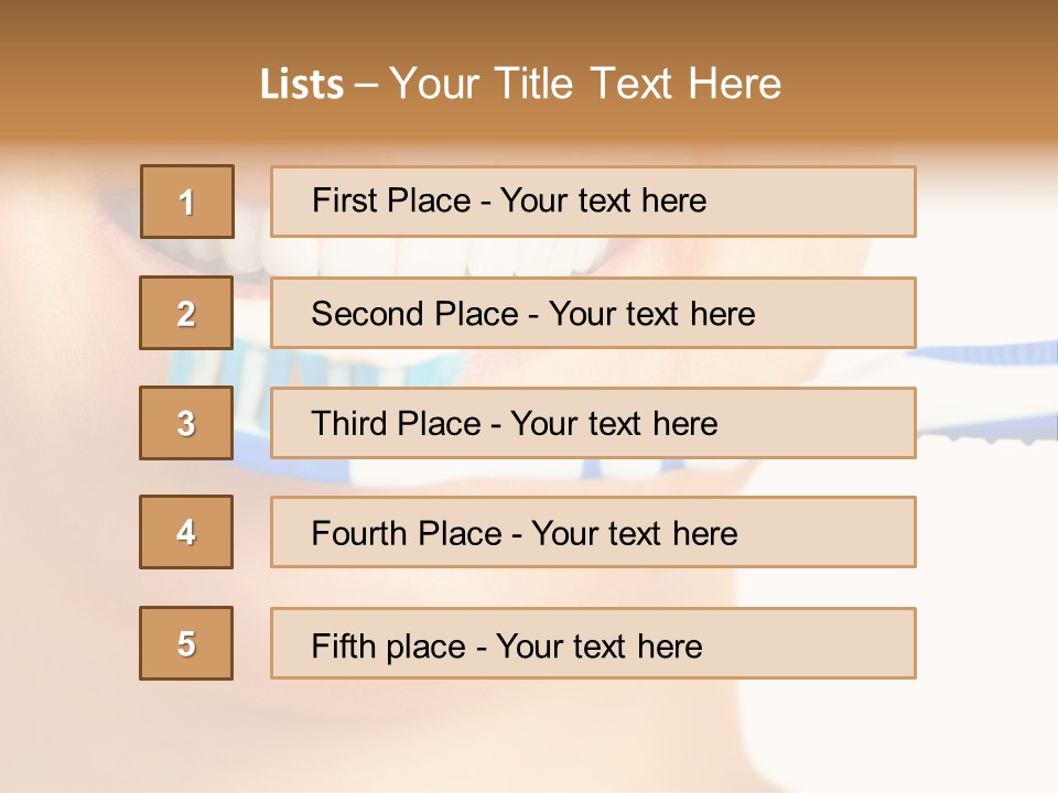 A Woman With A Toothbrush In Her Mouth PowerPoint Template