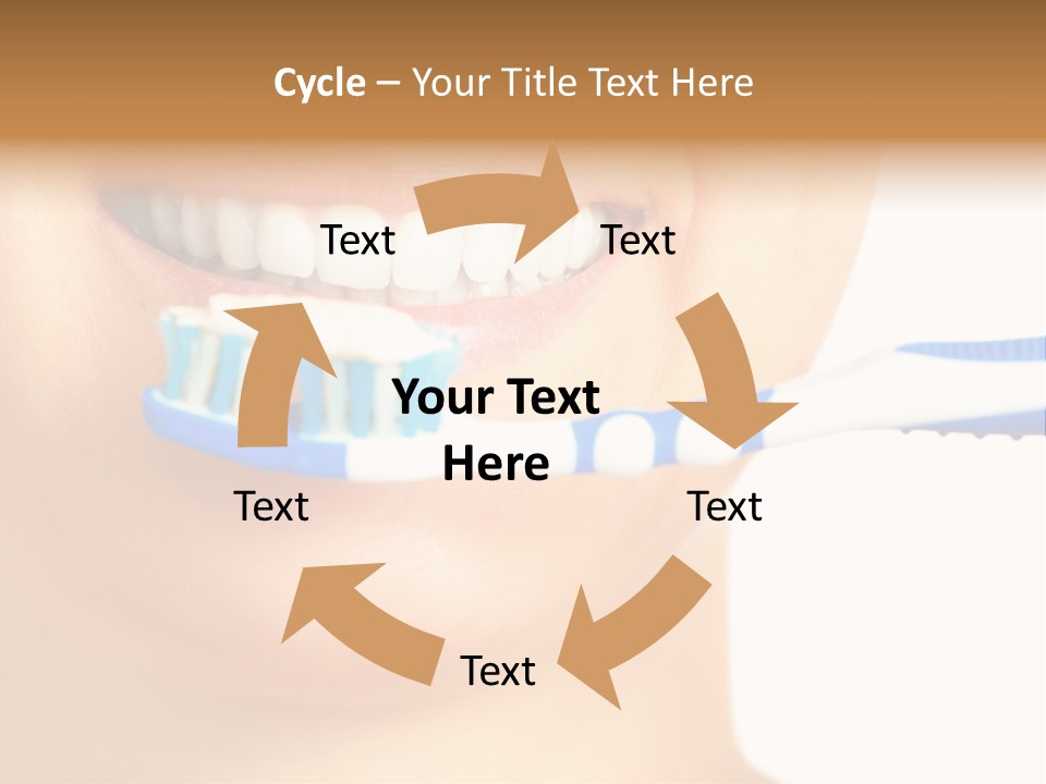 A Woman With A Toothbrush In Her Mouth PowerPoint Template