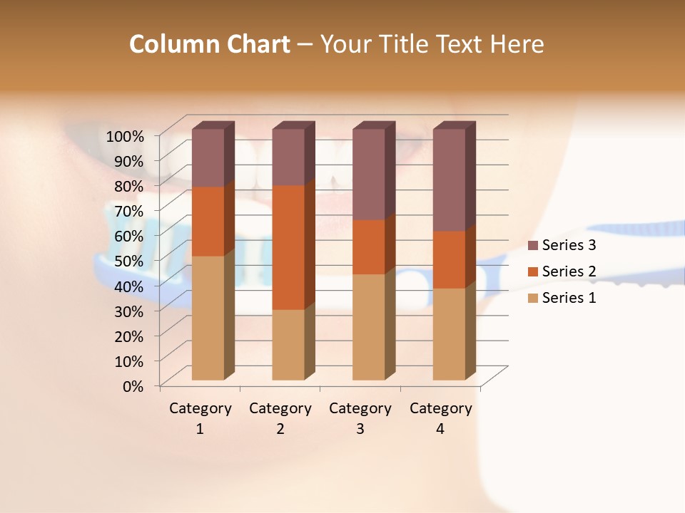 A Woman With A Toothbrush In Her Mouth PowerPoint Template