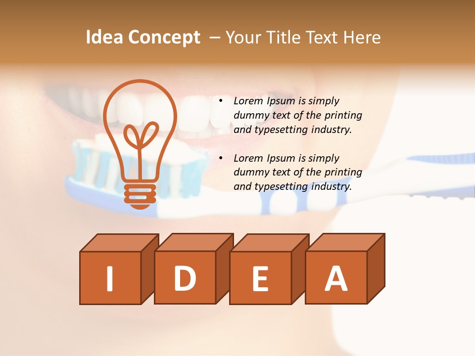 A Woman With A Toothbrush In Her Mouth PowerPoint Template