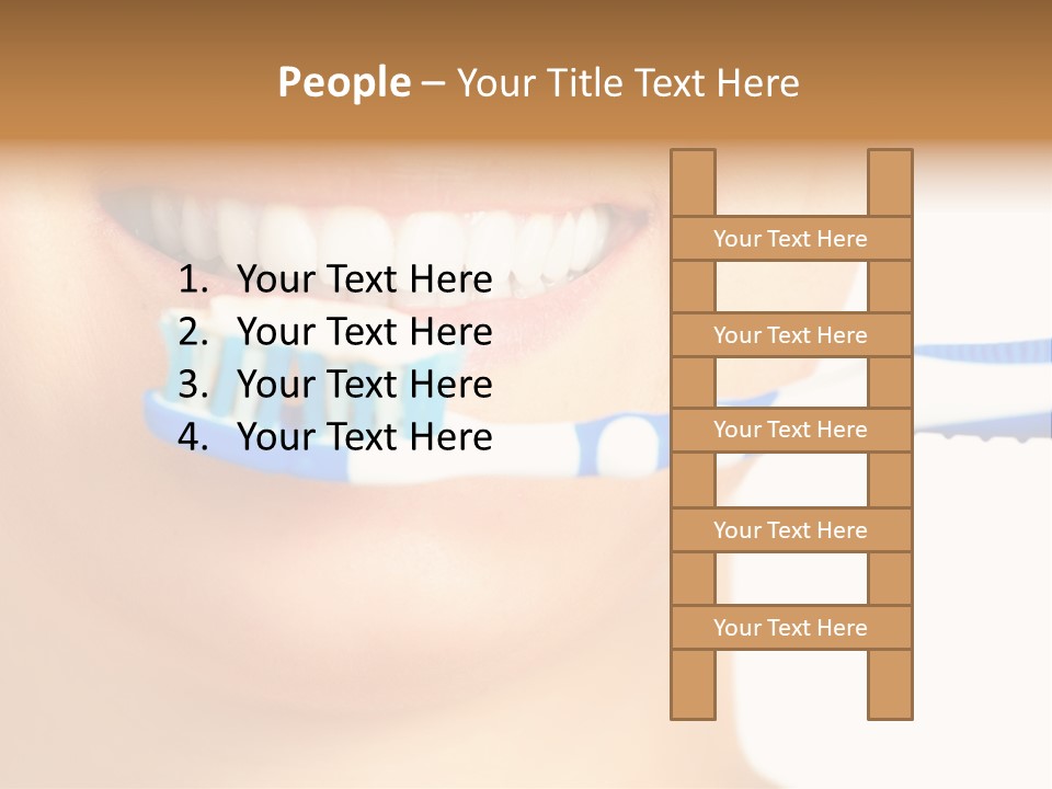 A Woman With A Toothbrush In Her Mouth PowerPoint Template