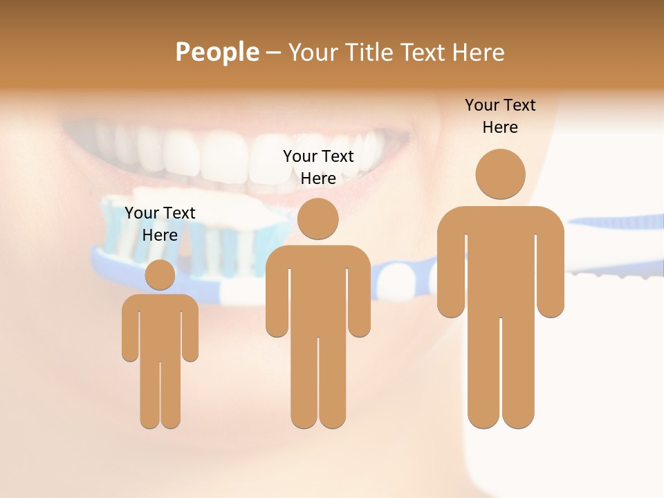 A Woman With A Toothbrush In Her Mouth PowerPoint Template