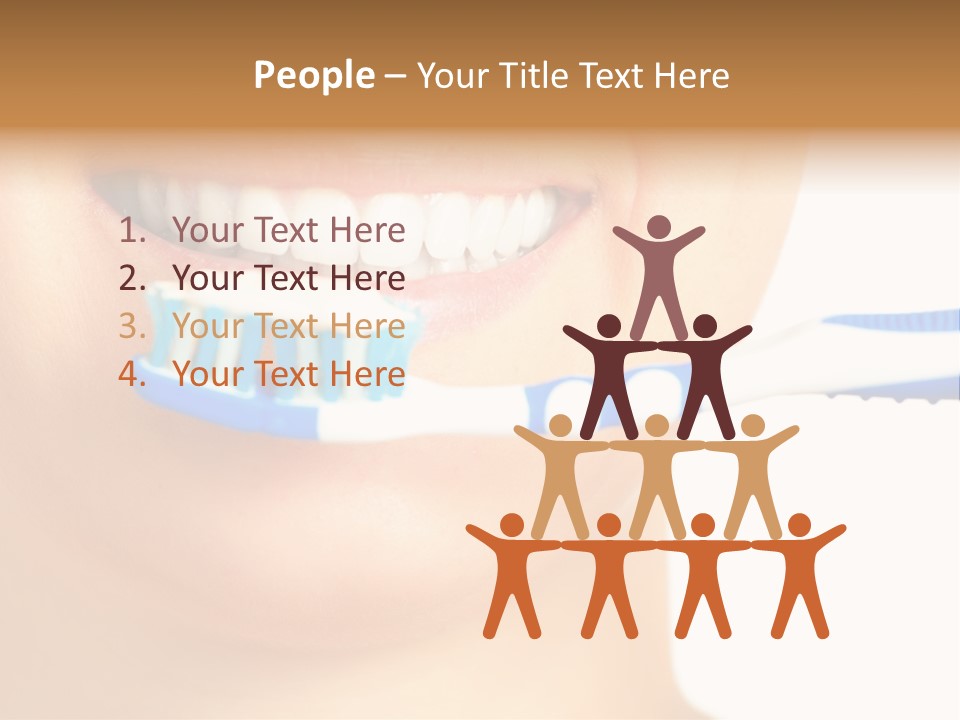 A Woman With A Toothbrush In Her Mouth PowerPoint Template