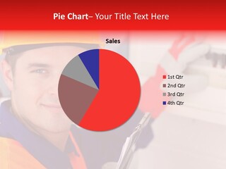 A Man Wearing A Hard Hat And Holding A Clipboard PowerPoint Template