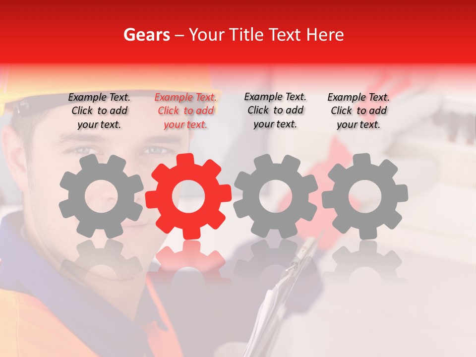 A Man Wearing A Hard Hat And Holding A Clipboard PowerPoint Template