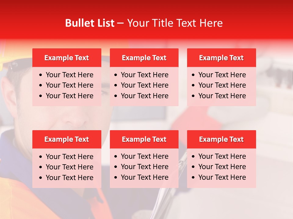 A Man Wearing A Hard Hat And Holding A Clipboard PowerPoint Template