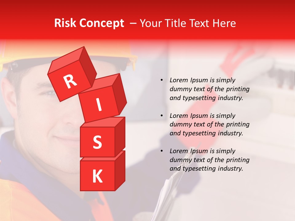 A Man Wearing A Hard Hat And Holding A Clipboard PowerPoint Template