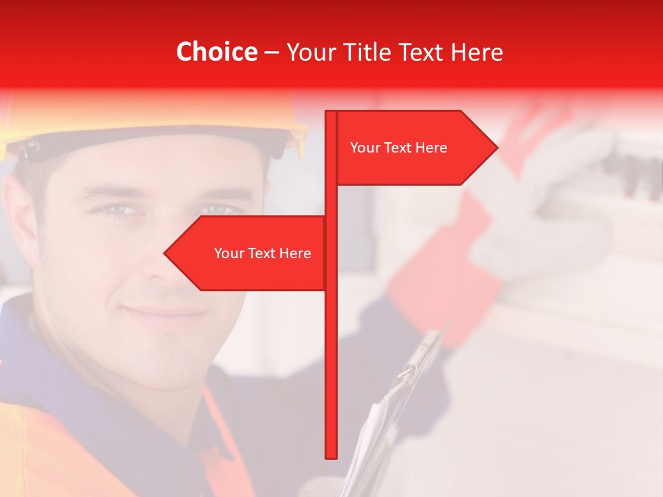 A Man Wearing A Hard Hat And Holding A Clipboard PowerPoint Template