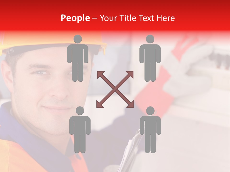 A Man Wearing A Hard Hat And Holding A Clipboard PowerPoint Template
