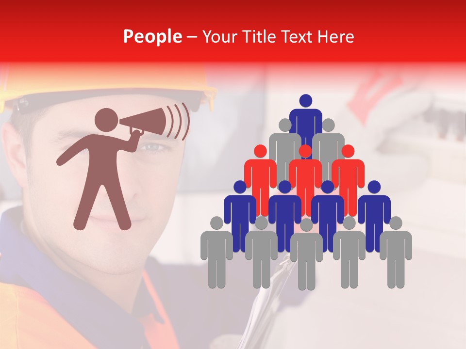 A Man Wearing A Hard Hat And Holding A Clipboard PowerPoint Template