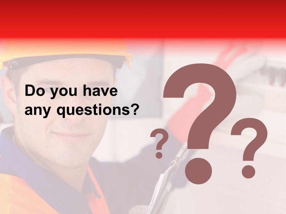 A Man Wearing A Hard Hat And Holding A Clipboard PowerPoint Template