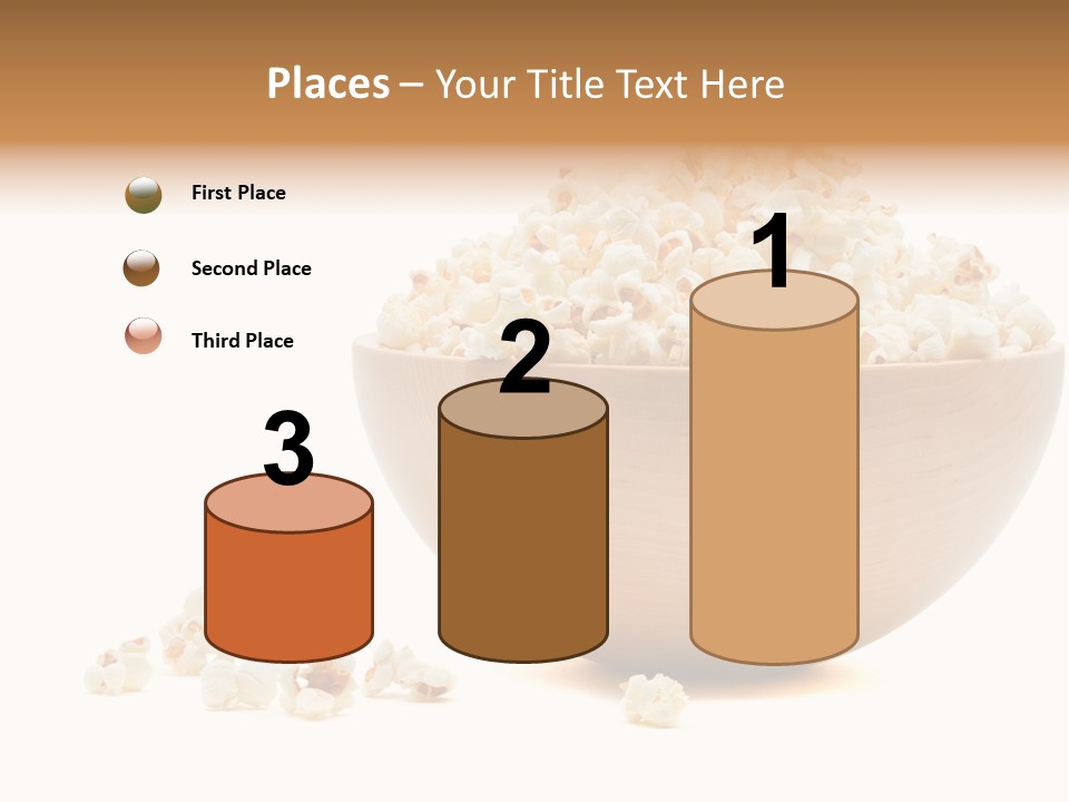 A Wooden Bowl Filled With Popcorn On Top Of A Table PowerPoint Template