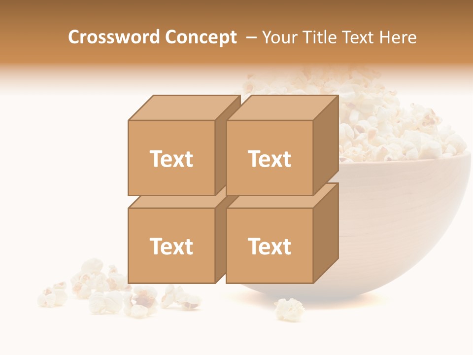 A Wooden Bowl Filled With Popcorn On Top Of A Table PowerPoint Template