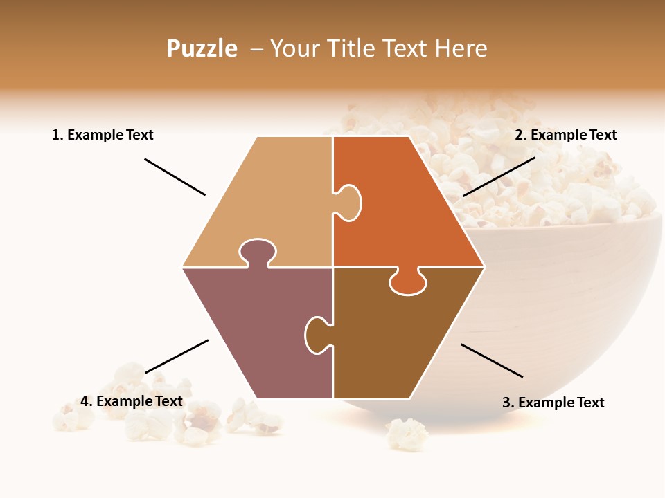 A Wooden Bowl Filled With Popcorn On Top Of A Table PowerPoint Template