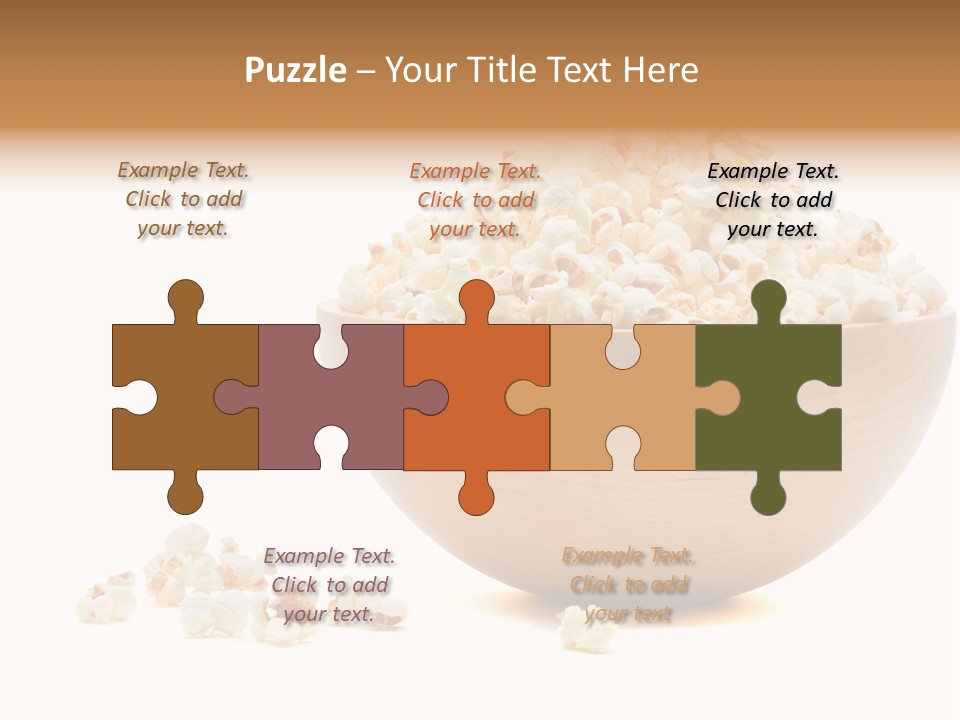 A Wooden Bowl Filled With Popcorn On Top Of A Table PowerPoint Template