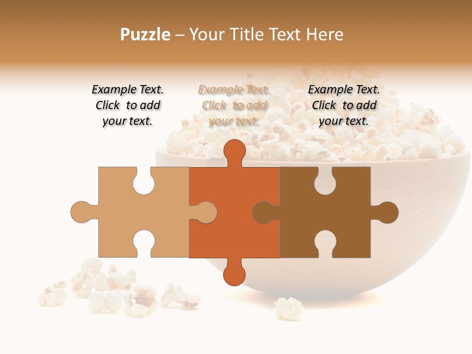 A Wooden Bowl Filled With Popcorn On Top Of A Table PowerPoint Template