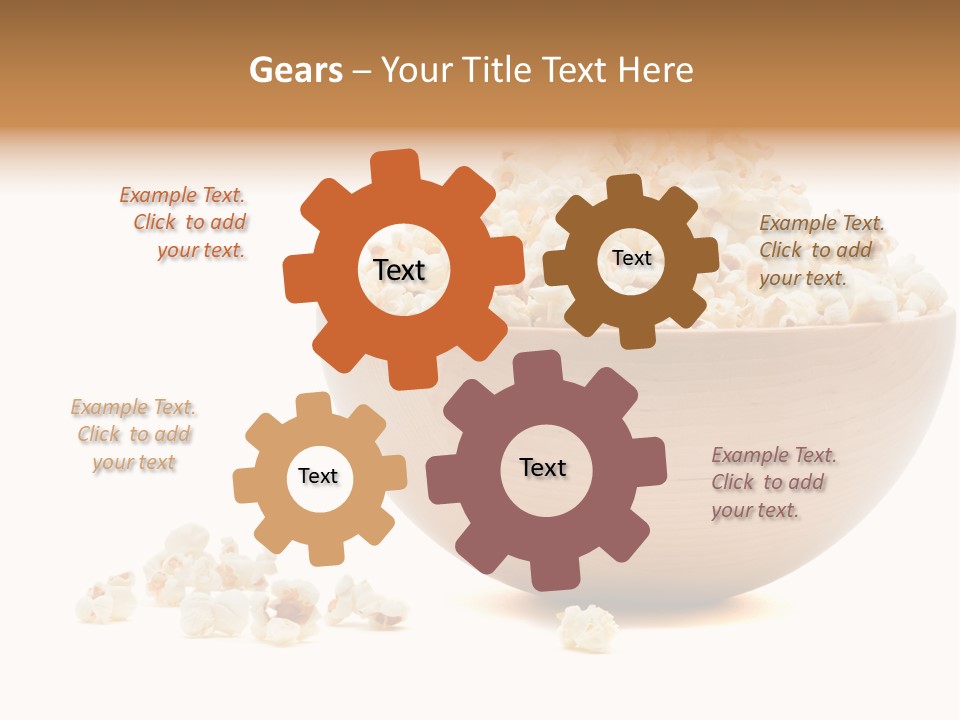 A Wooden Bowl Filled With Popcorn On Top Of A Table PowerPoint Template