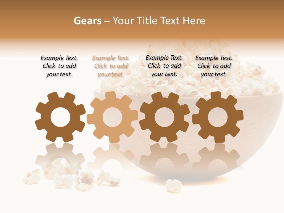 A Wooden Bowl Filled With Popcorn On Top Of A Table PowerPoint Template