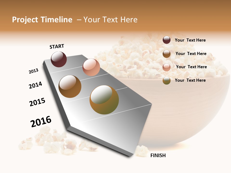 A Wooden Bowl Filled With Popcorn On Top Of A Table PowerPoint Template