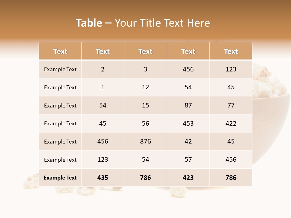 A Wooden Bowl Filled With Popcorn On Top Of A Table PowerPoint Template