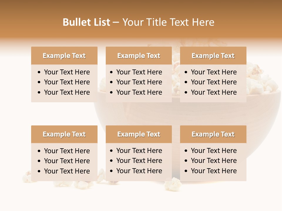 A Wooden Bowl Filled With Popcorn On Top Of A Table PowerPoint Template